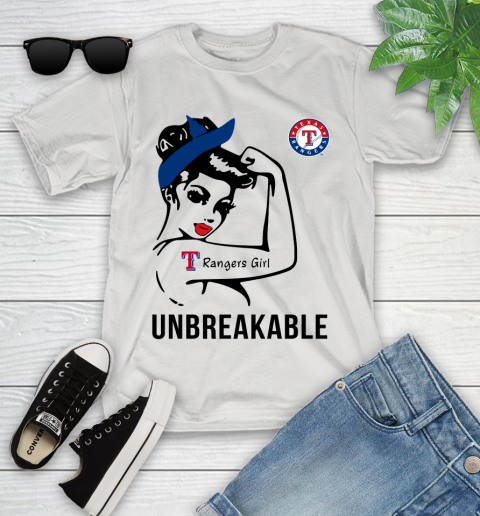 MLB Texas Rangers Girl Unbreakable Baseball Sports Youth T-Shirt