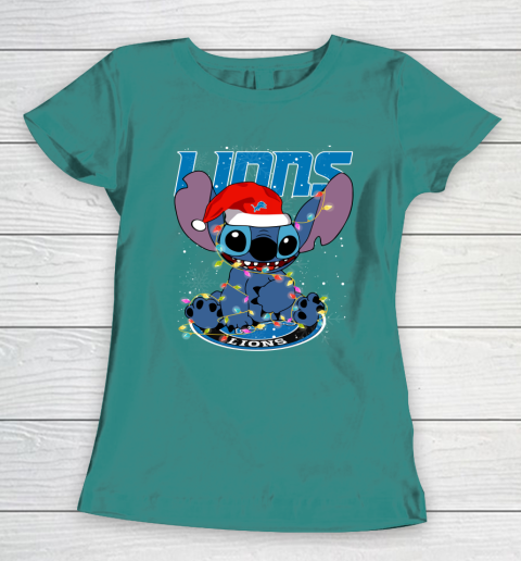 Detroit Lions NFL Football noel stitch Christmas Women's T-Shirt 10