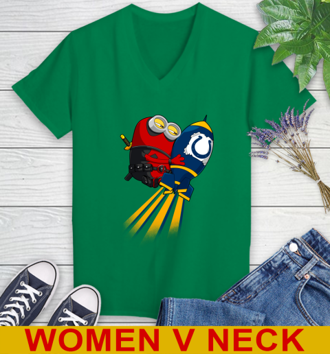 NFL Football Indianapolis Colts Deadpool Minion Marvel Shirt Women's V-Neck T-Shirt 5