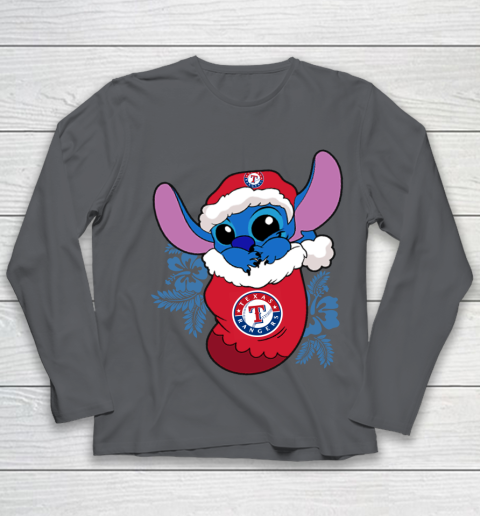 Texas Rangers Christmas Stitch In The Sock Funny Disney MLB Youth Long Sleeve 8