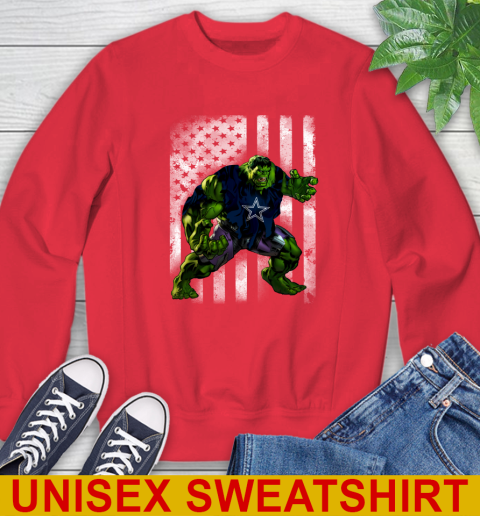 Dallas Cowboys Hulk Marvel Avengers NFL Football American Flag Sweatshirt 12