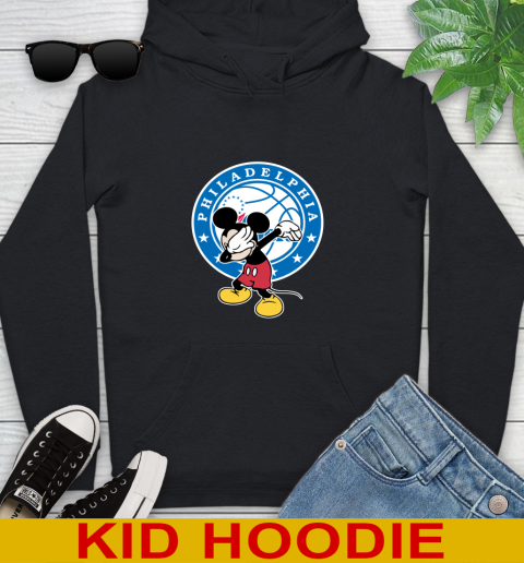Philadelphia 76ers NBA Basketball Dabbing Mickey Disney Sports Youth Hoodie 2