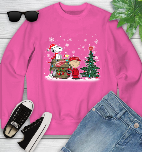 NHL Detroit Red Wings Snoopy Charlie Brown Woodstock Christmas Stanley Cup Hockey Youth Sweatshirt 6