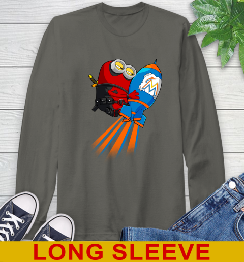 MLB Baseball Miami Marlins Deadpool Minion Marvel Shirt Long Sleeve T-Shirt 10