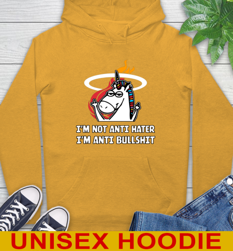 Miami Heat NBA Basketball Unicorn I'm Not Anti Hater I'm Anti Bullshit Hoodie 3