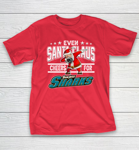 San Jose Sharks Even Santa Claus Cheers For Christmas NHL T-Shirt 9