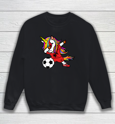 Dabbing Unicorn Albania Football Albanian Flag Soccer Sweatshirt