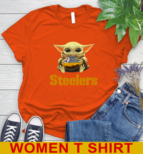 NFL Football Pittsburgh Steelers Baby Yoda Star Wars Shirt Women's T-Shirt 4