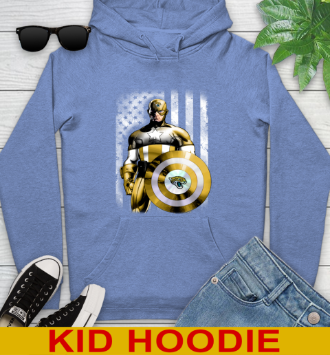 Jacksonville Jaguars NFL Football Captain America Marvel Avengers American Flag Shirt Youth Hoodie 12