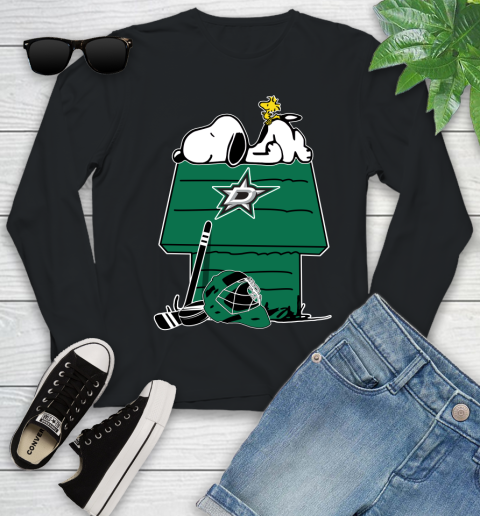 Dallas Stars NHL Hockey Snoopy Woodstock The Peanuts Movie Youth Long Sleeve 2