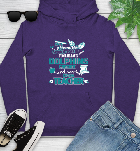 Miami Dolphins NFL I'm A Difference Making Student Caring Football Loving Kinda Teacher Youth Hoodie 5