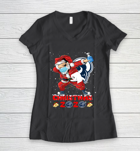 Los Angeles Rams Funny Santa Claus Dabbing Christmas 2020 NFL Women's V-Neck T-Shirt 6
