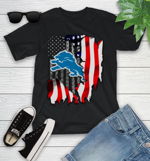 Detroit Lions NFL Football American Flag Youth T-Shirt
