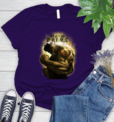 Chicago Bears NFL Football Hulk Marvel Avengers Sports Women's T-Shirt 4