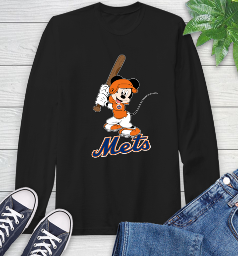 MLB Baseball New York Mets Cheerful Mickey Mouse Shirt Long Sleeve T-Shirt