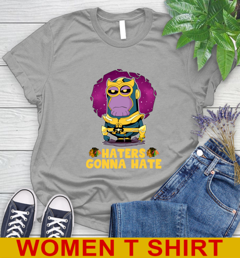 NHL Hockey Chicago Blackhawks Haters Gonna Hate Thanos Minion Marvel Shirt Women's T-Shirt 11