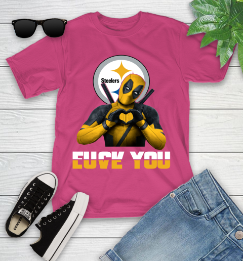 NHL Pittsburgh Steelers Deadpool Love You Fuck You Football Sports Youth T-Shirt 11