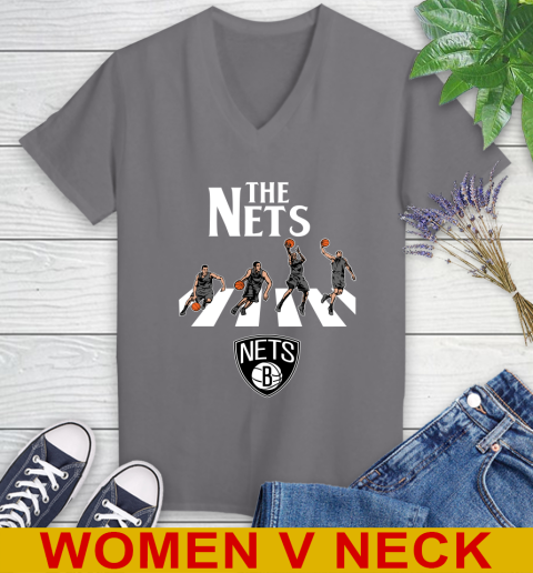 NBA Basketball Brooklyn Nets The Beatles Rock Band Shirt Women's V-Neck T-Shirt 11