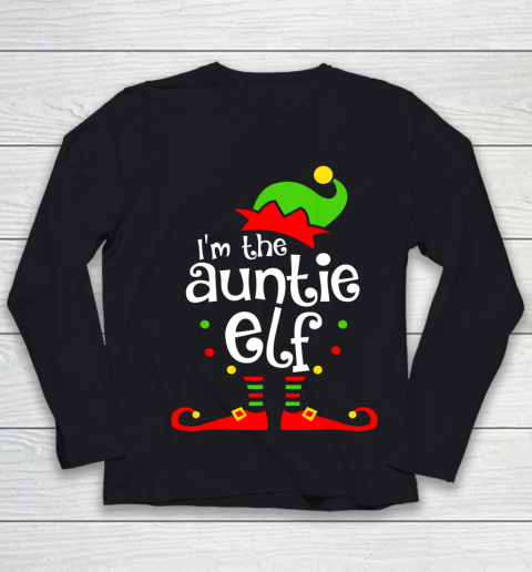Auntie Elf Christmas Costume Aunt Matching Family Xmas Youth Long Sleeve
