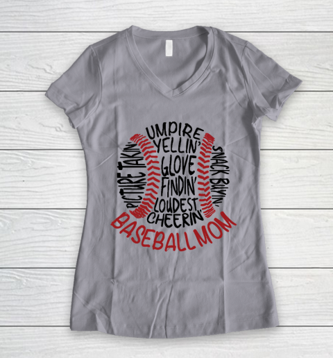 Mother's Day Funny Gift Ideas Apparel  Baseball Mom 2 T Shirt Women's V-Neck T-Shirt 2