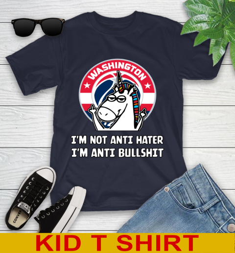 Washington Wizards NBA Basketball Unicorn I'm Not Anti Hater I'm Anti Bullshit Youth T-Shirt 3