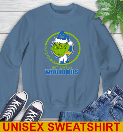 Golden State Warriors NBA Christmas Grinch I Hate People But I Love My Favorite Basketball Team Sweatshirt 8