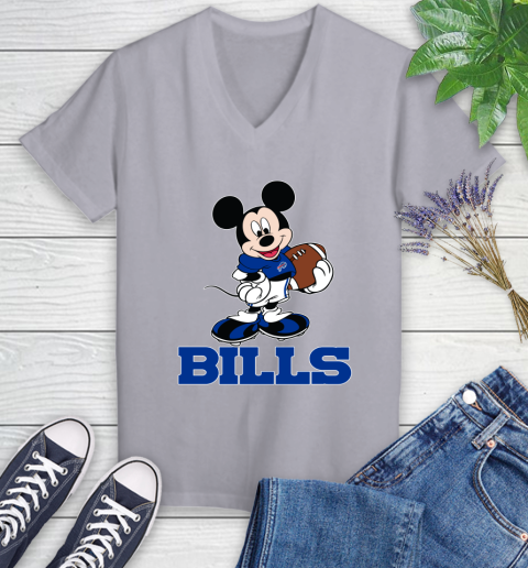 NFL Football Buffalo Bills Cheerful Mickey Mouse Shirt Women's V-Neck T-Shirt 4