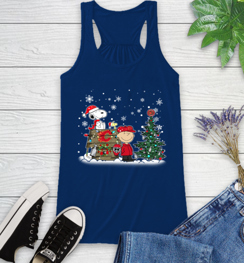 NHL Calgary Flames Snoopy Charlie Brown Woodstock Christmas Stanley Cup Hockey Racerback Tank 8