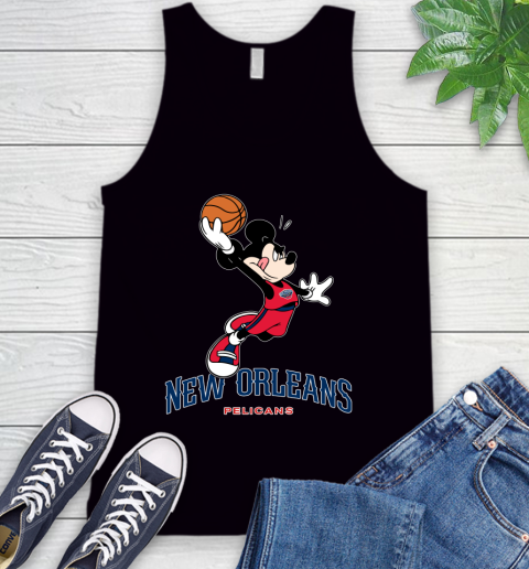 NBA Basketball New Orleans Pelicans Cheerful Mickey Mouse Shirt Tank Top