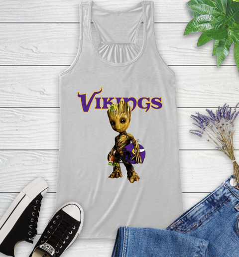 Minnesota Vikings NFL Football Groot Marvel Guardians Of The Galaxy Racerback Tank
