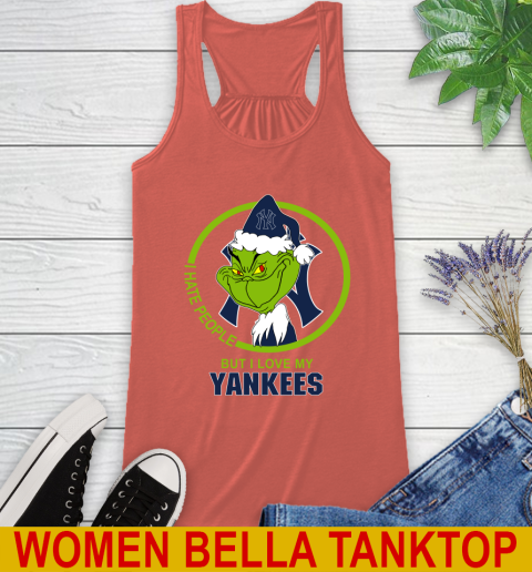 New York Yankees MLB Christmas Grinch I Hate People But I Love My Favorite Baseball Team Racerback Tank 4