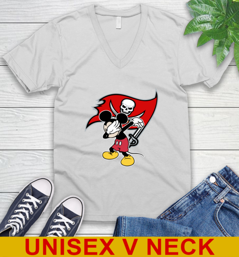Tampa Bay Buccaneers NFL Football Dabbing Mickey Disney Sports V-Neck T-Shirt