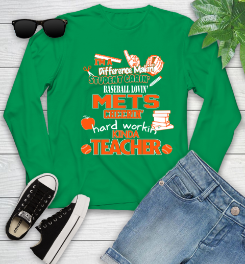 New York Mets MLB I'm A Difference Making Student Caring Baseball Loving Kinda Teacher Youth Long Sleeve 7