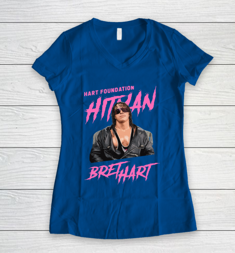 Bret Hart The Hitman Hart Foundation Women's V-Neck T-Shirt 7