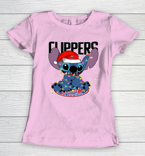LA Clippers NBA noel stitch Basketball Christmas Women's T-Shirt 6
