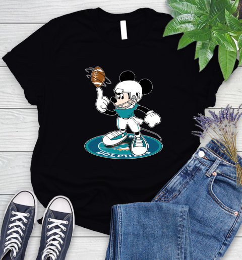 NFL Football Miami Dolphins Cheerful Mickey Disney Shirt Women's T-Shirt