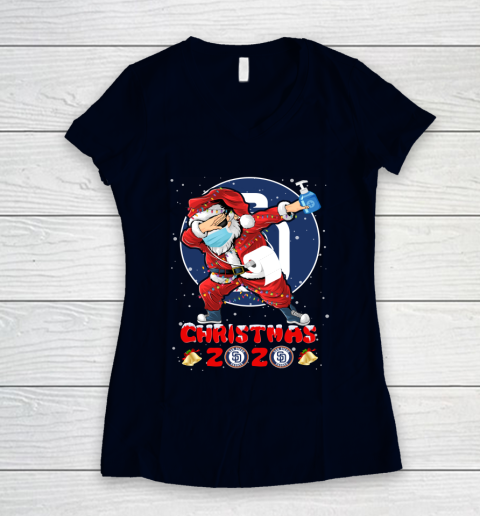San Diego Padres Funny Santa Claus Dabbing Christmas 2020 MLB Women's V-Neck T-Shirt 2