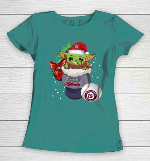Washington Nationals Christmas Baby Yoda Star Wars Funny Happy MLB Women's T-Shirt 12