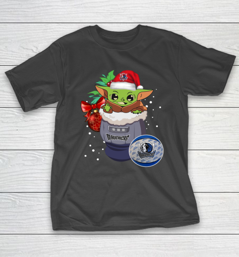 Dallas Mavericks Christmas Baby Yoda Star Wars Funny Happy NBA T-Shirt 2