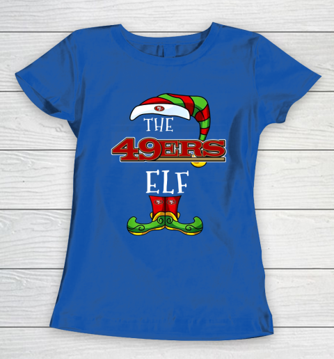 San Francisco 49ers Christmas ELF Funny NFL Women's T-Shirt 8