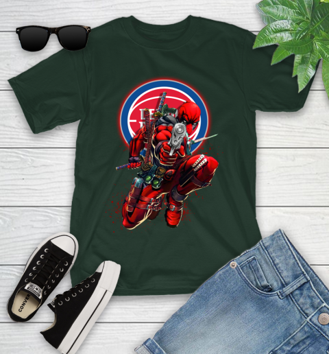 NBA Deadpool Marvel Comics Sports Basketball Detroit Pistons Youth T-Shirt 5