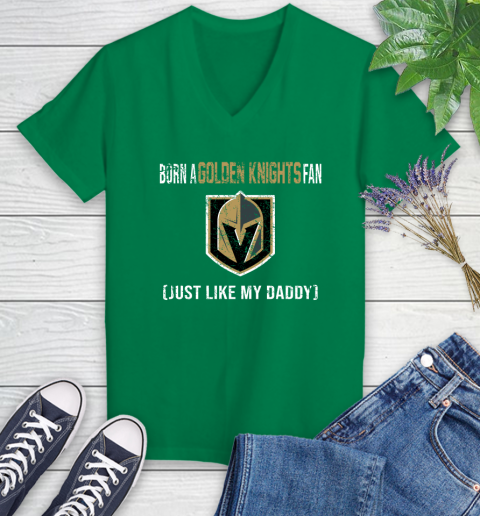 NHL Vegas Golden Knights Hockey Loyal Fan Just Like My Daddy Shirt Women's V-Neck T-Shirt 4