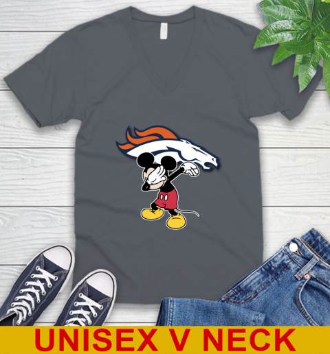 Denver Broncos NFL Football Dabbing Mickey Disney Sports V-Neck T-Shirt 5