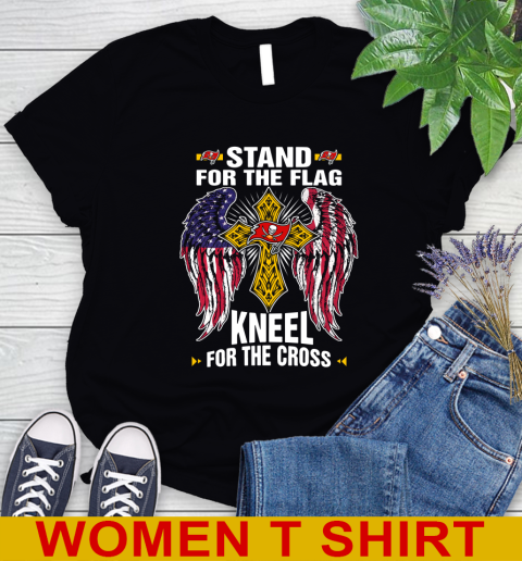 NFL Football Tampa Bay Buccaneers Stand For Flag Kneel For The Cross Shirt Women's T-Shirt