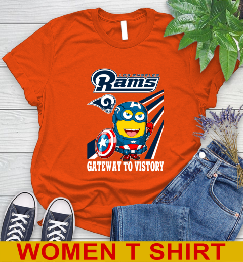 NFL Football Los Angeles Rams Captain America Marvel Avengers Minion Shirt Women's T-Shirt 3