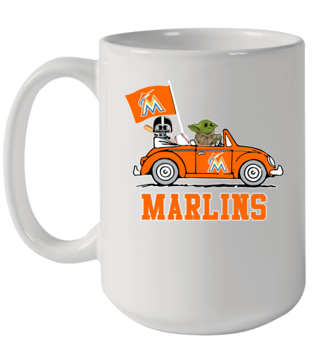 MLB Baseball Miami Marlins Darth Vader Baby Yoda Driving Star Wars Shirt Ceramic Mug 15oz