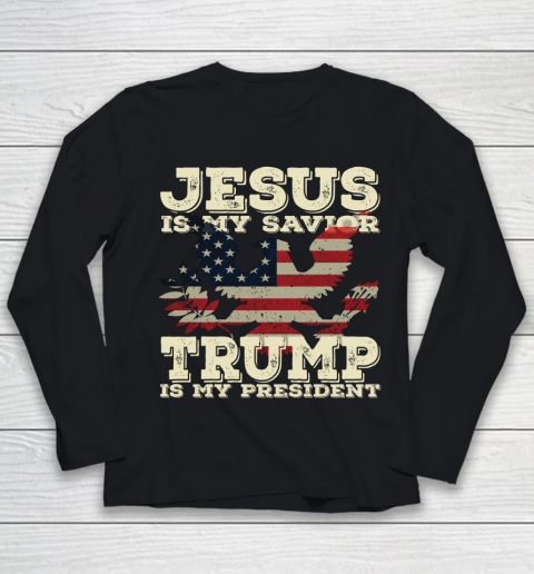 Jesus Is My Savior Trump Is My President Vintage American Youth Long Sleeve