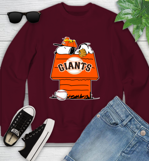MLB San Francisco Giants Snoopy Woodstock The Peanuts Movie Baseball T Shirt_000 Youth Sweatshirt 5