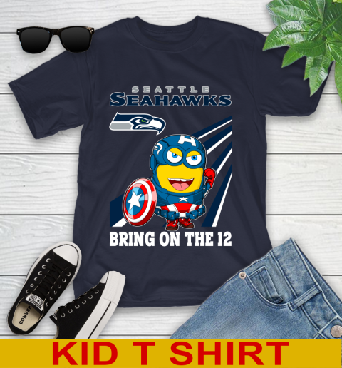 NFL Football Seattle Seahawks Captain America Marvel Avengers Minion Shirt Youth T-Shirt 2