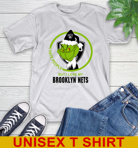 Brooklyn Nets NBA Christmas Grinch I Hate People But I Love My Favorite Basketball Team T-Shirt 12